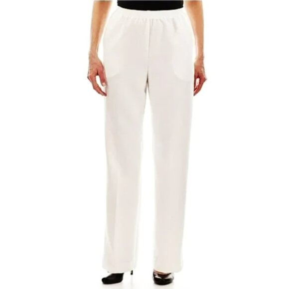 Alfred Dunner 18 Classic Pull-On Pants White Solid - Picture 1 of 5